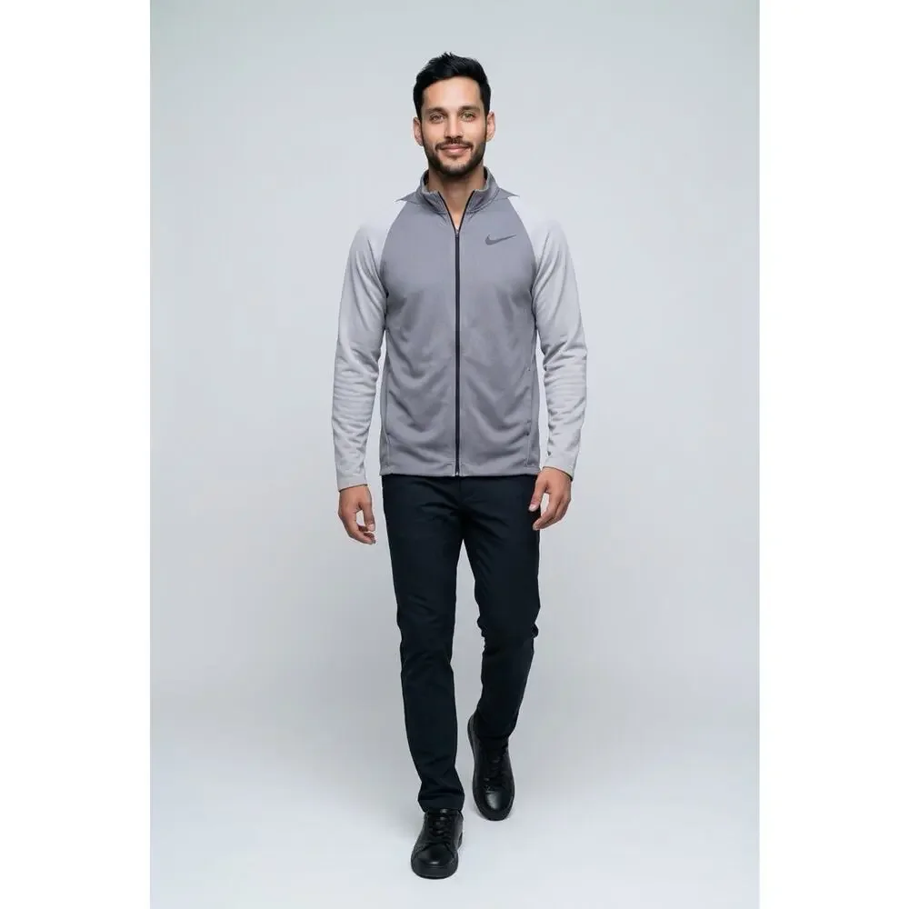 Nike Dri-Fit Full‎ Zip Track Jacket Mens Gray Athletic Training Running Medium
